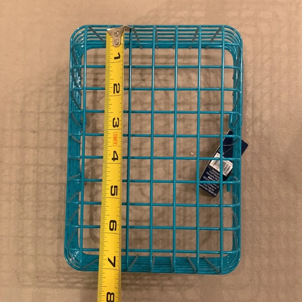 NEW NWT Teal Blue Metal Wire Storage Carry Carrying Caddy Handles